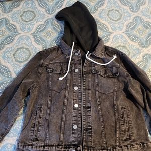 Grey Hooded Denim Jacket